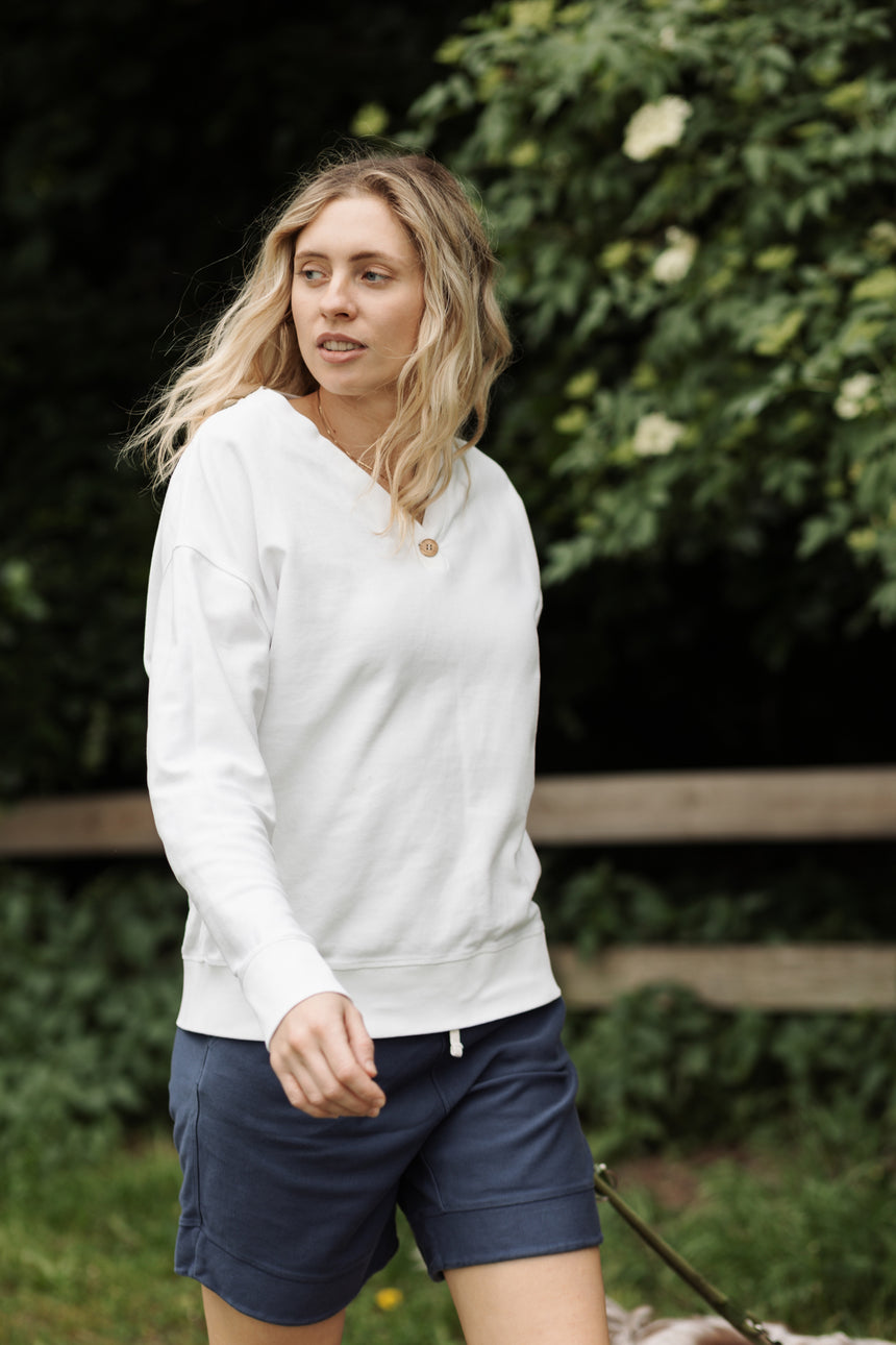 Céline Organic Cotton Long Sleeve V-Neck