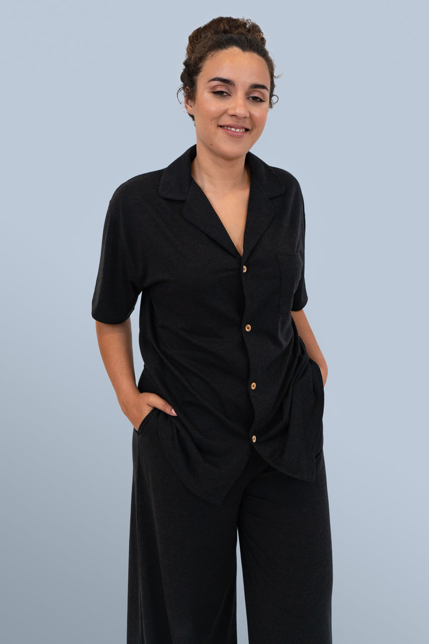 Ada RESET Button-Down Sleep and Lounge Top
