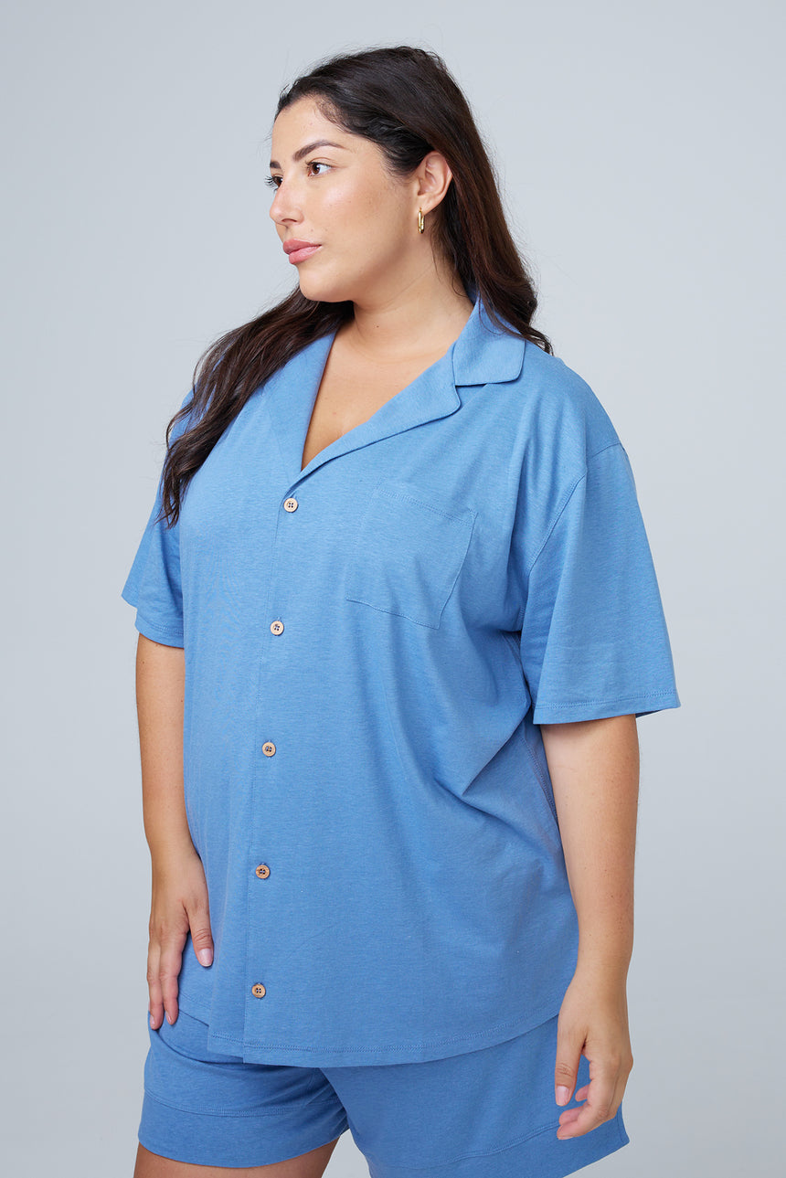 Ada RESET Button-Down Sleep and Lounge Top