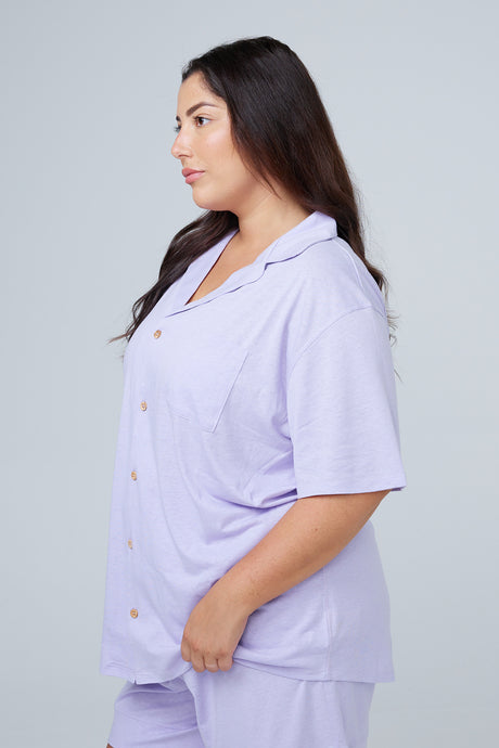 Ada RESET Button-Down Sleep and Lounge Top
