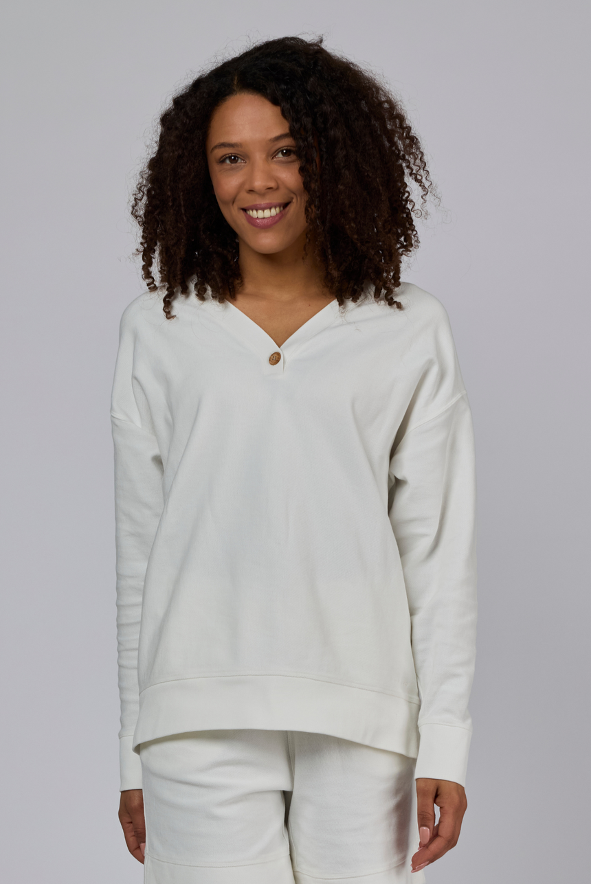 Céline Organic Cotton Long Sleeve V-Neck