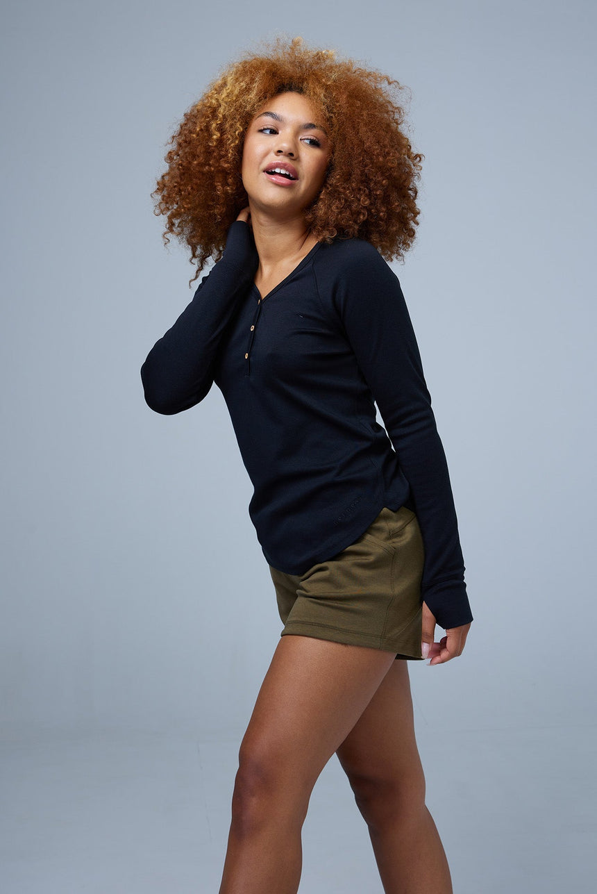 womens henley sleep shirt loungewear in black