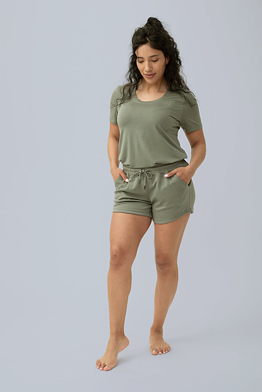 womens lounge sleep shorts in green