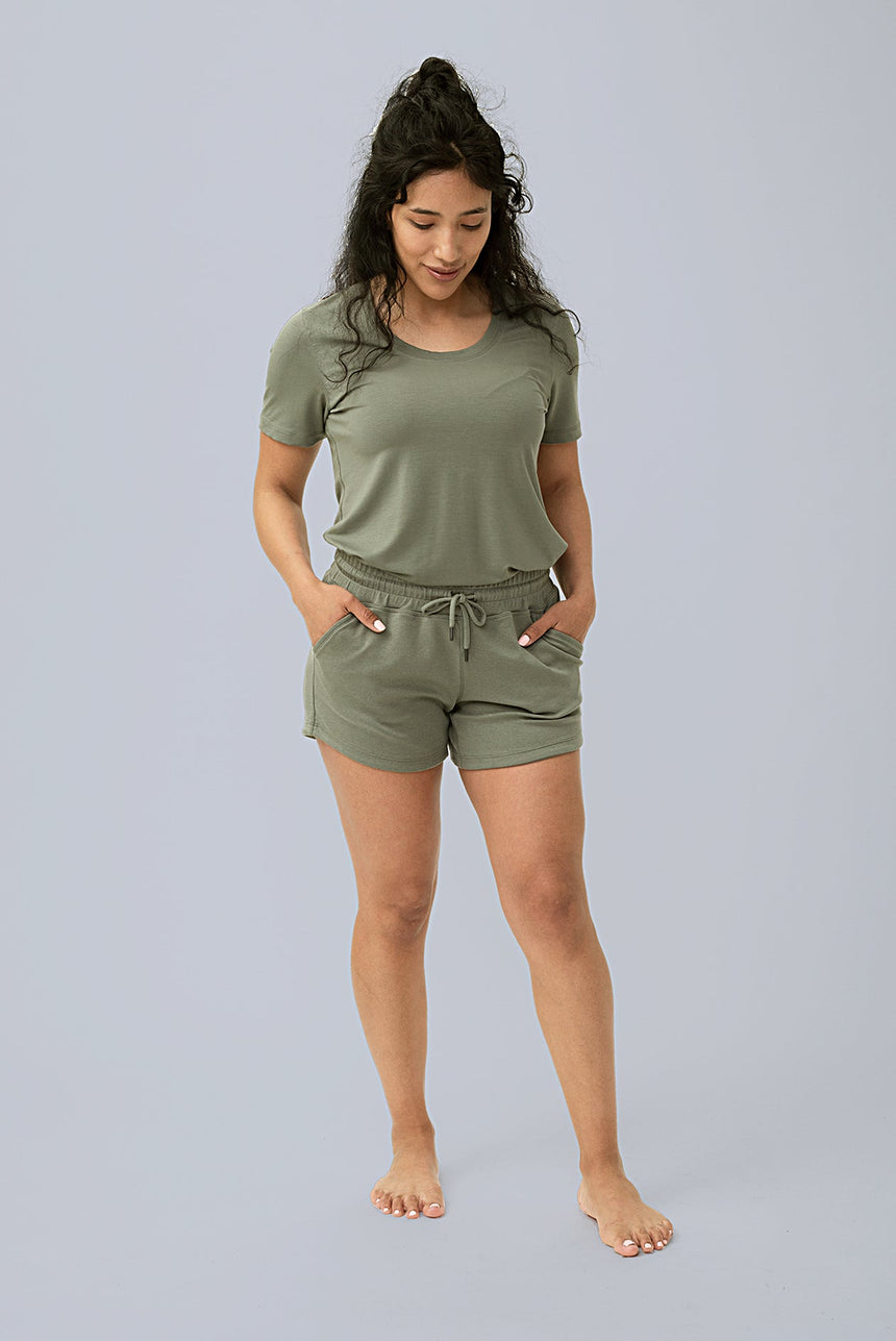 womens lounge sleep shorts in green