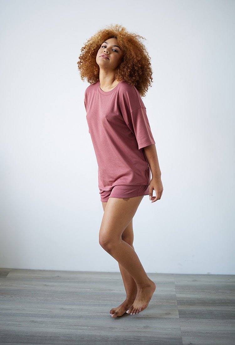 womens oversized sleep shirt, loungewear-pink